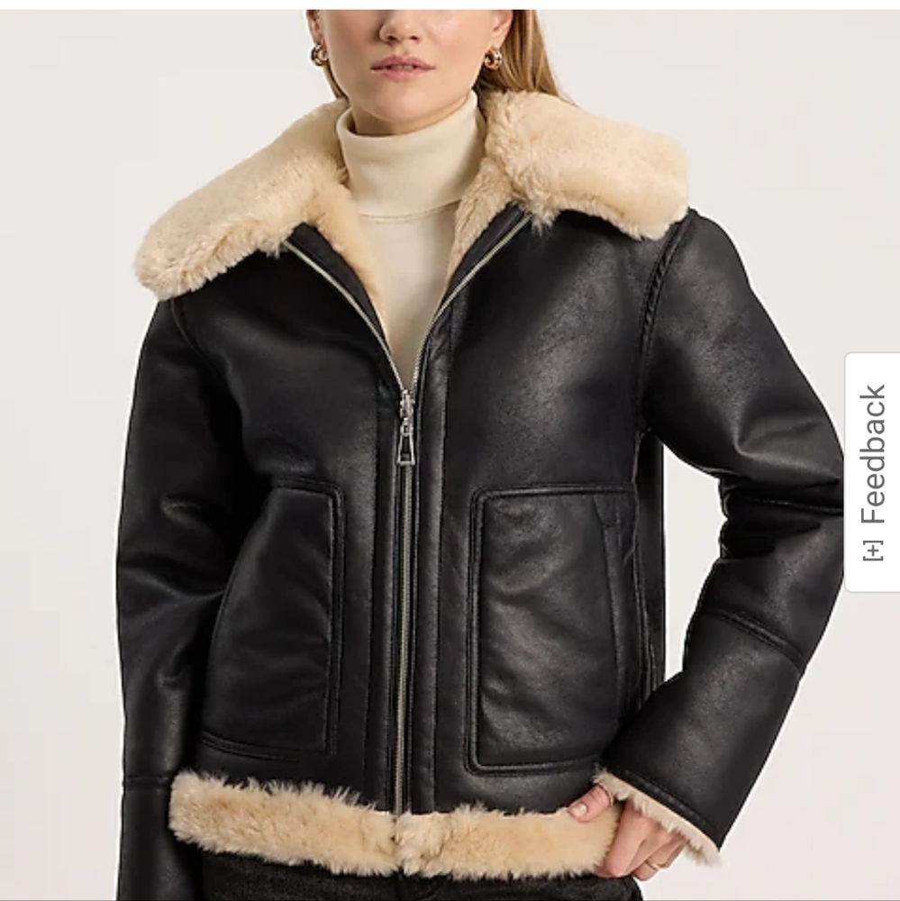 Express Reversible  Faux Leather/Fur Jacket (tan) NWT